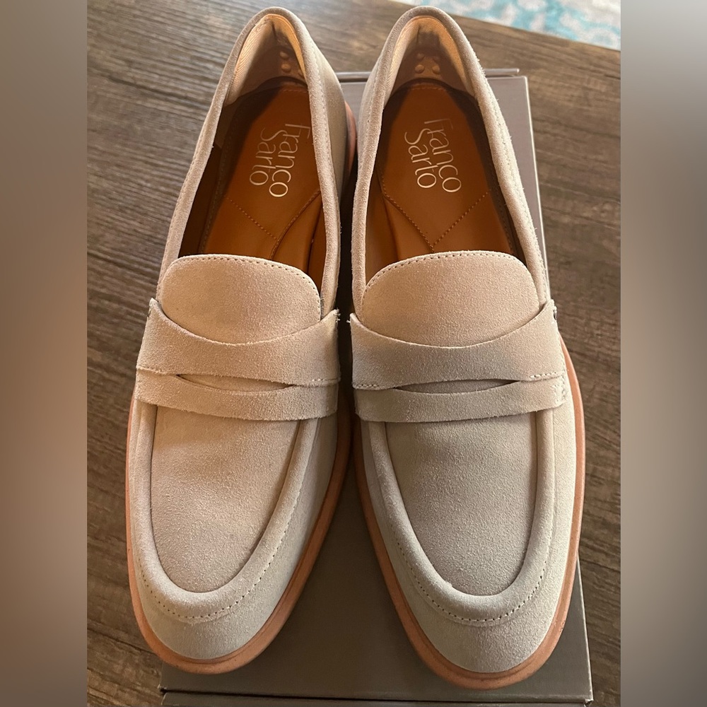 Franco Sarto Grey suede loafers